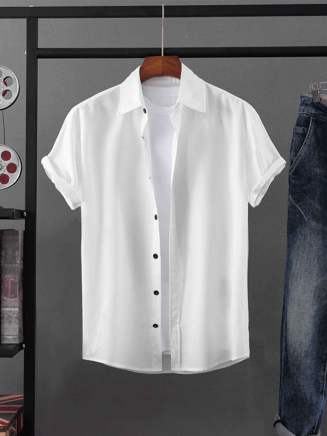 Men's Solid Button Up Shirt