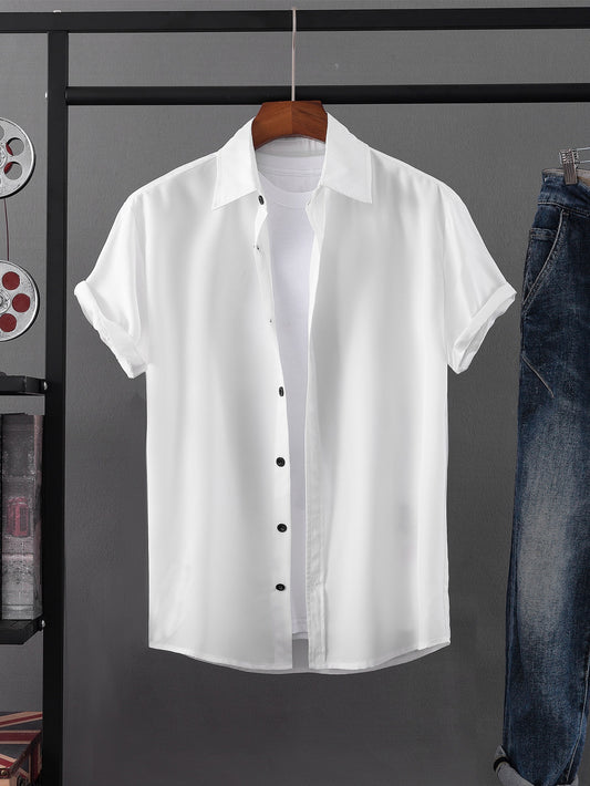 Men's Solid Button Up Shirt