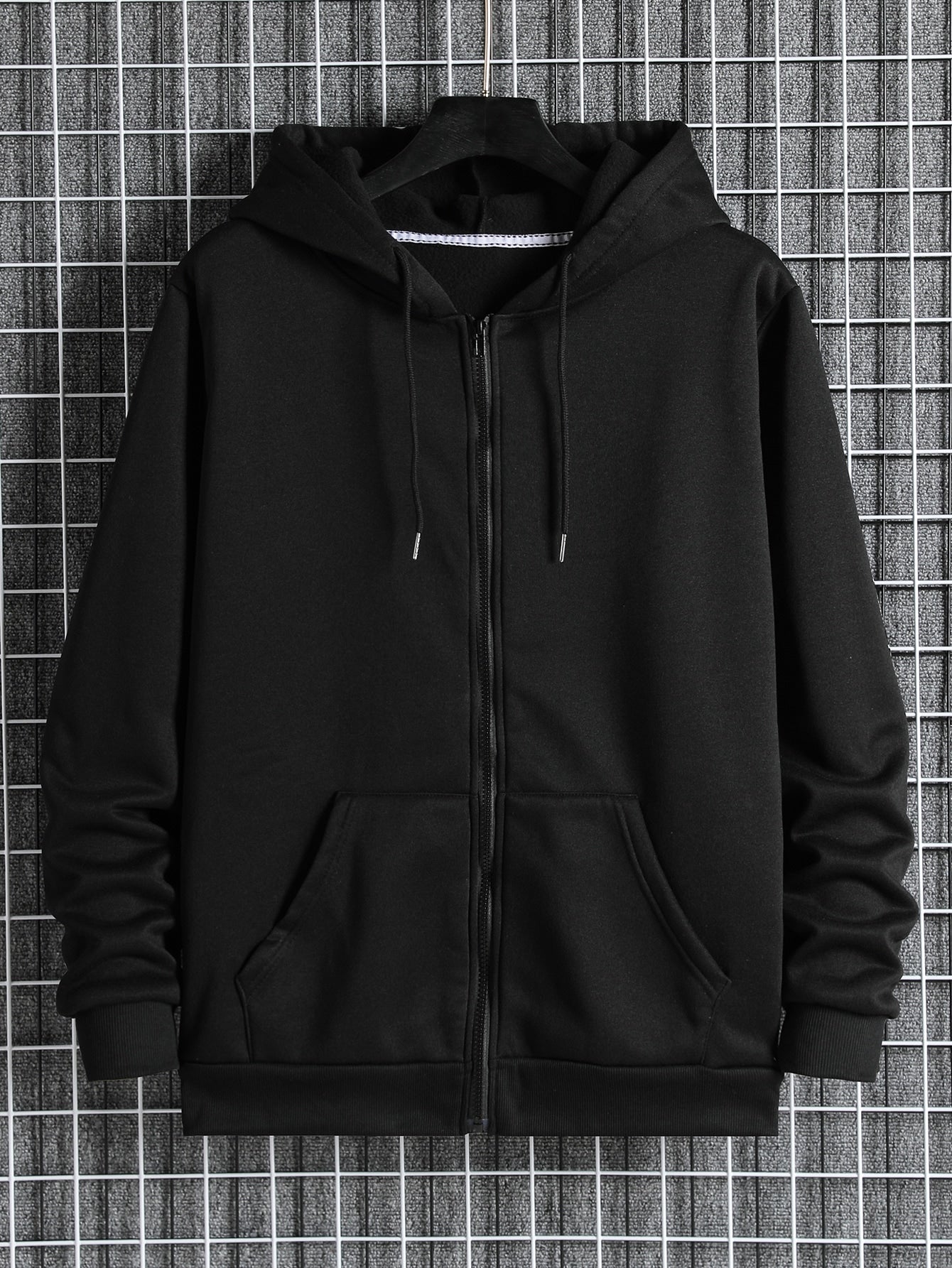 Men's Zip Up Drawstring Slant Pocket Hoodie