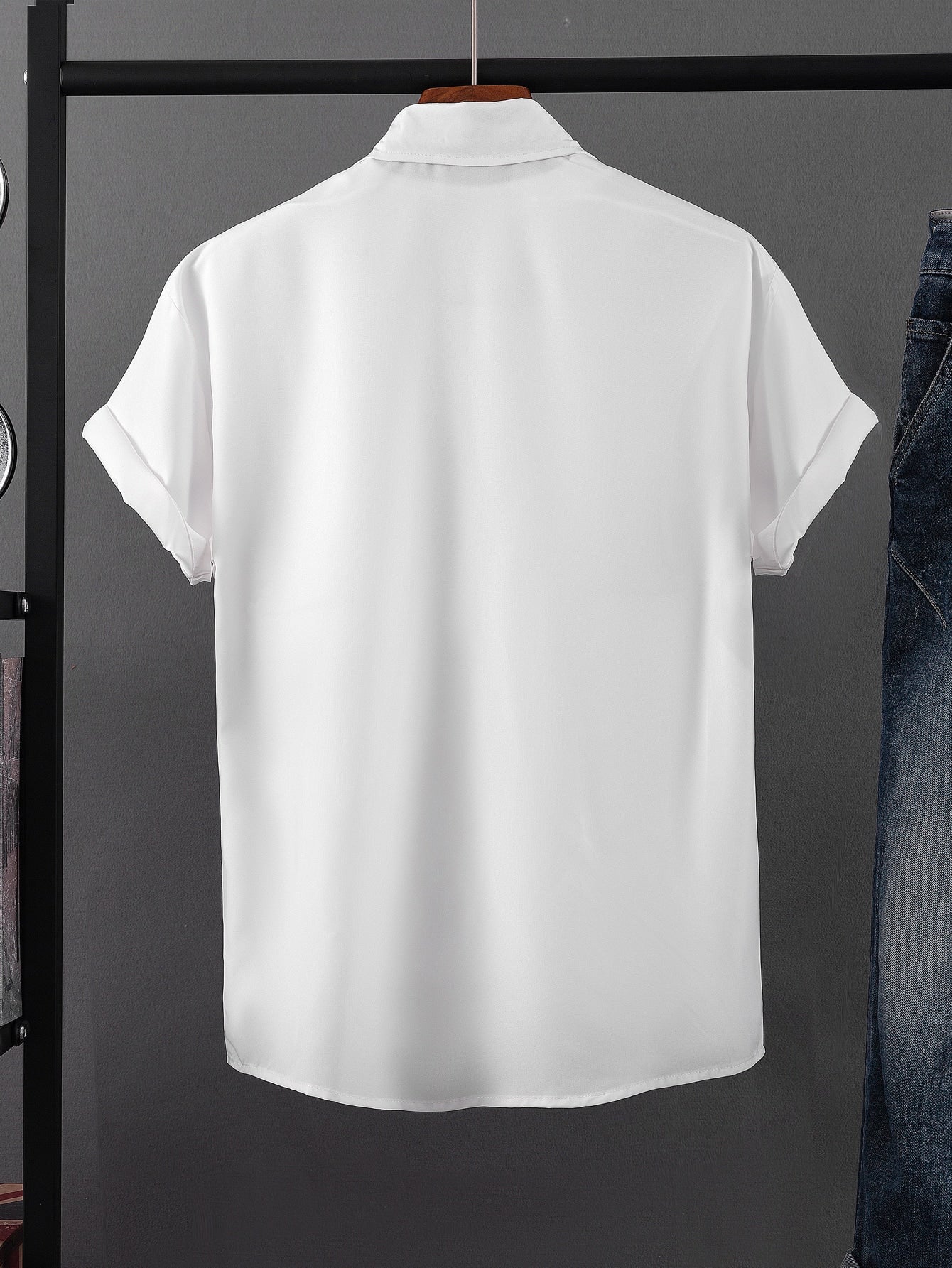 Men's Solid Button Up Shirt