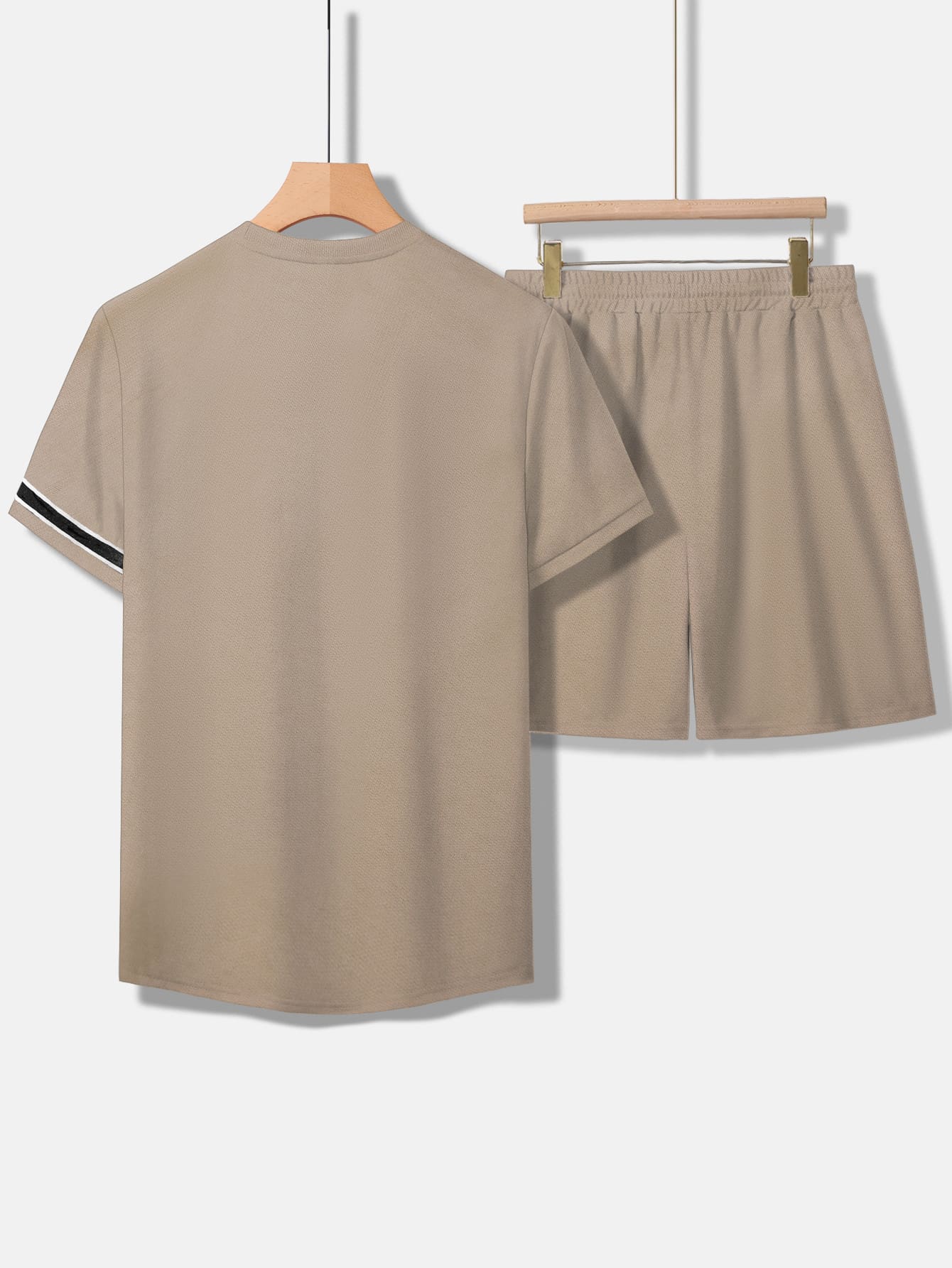 Men's Contrast Tape Tee With Drawstring Waist Shorts