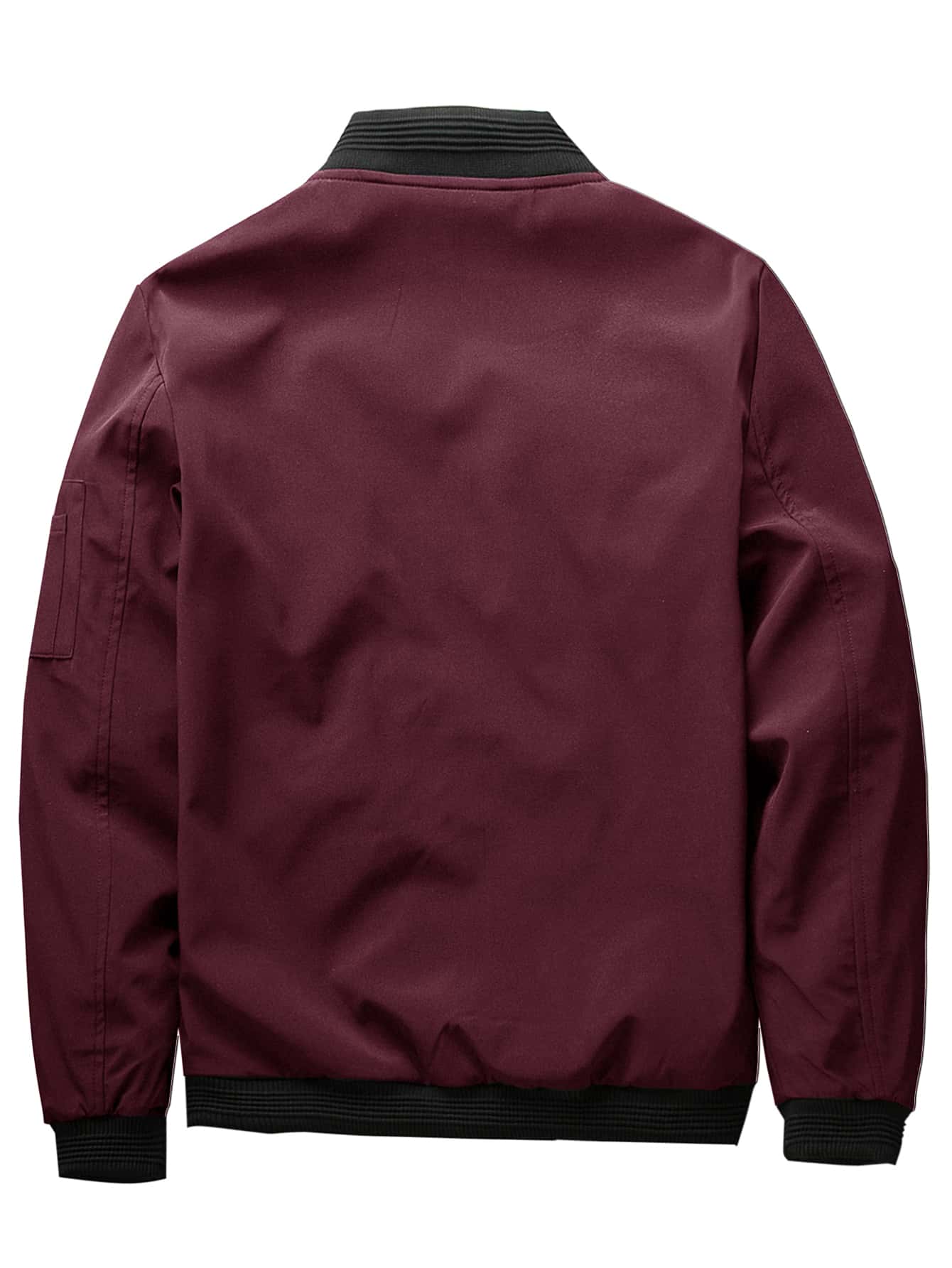Men's Solid Zip Up Bomber Jacket