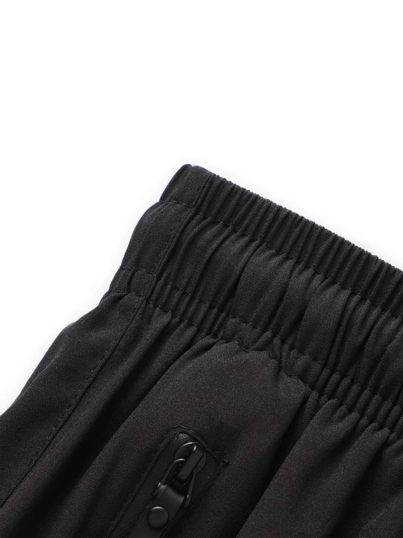 Men's Drawstring Waist Zipper Pocket Shorts