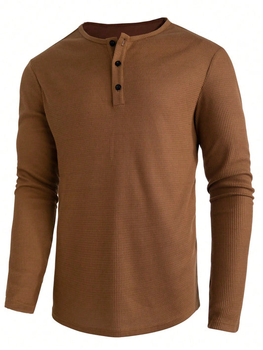 Men's Half Button Waffle Knit Tee