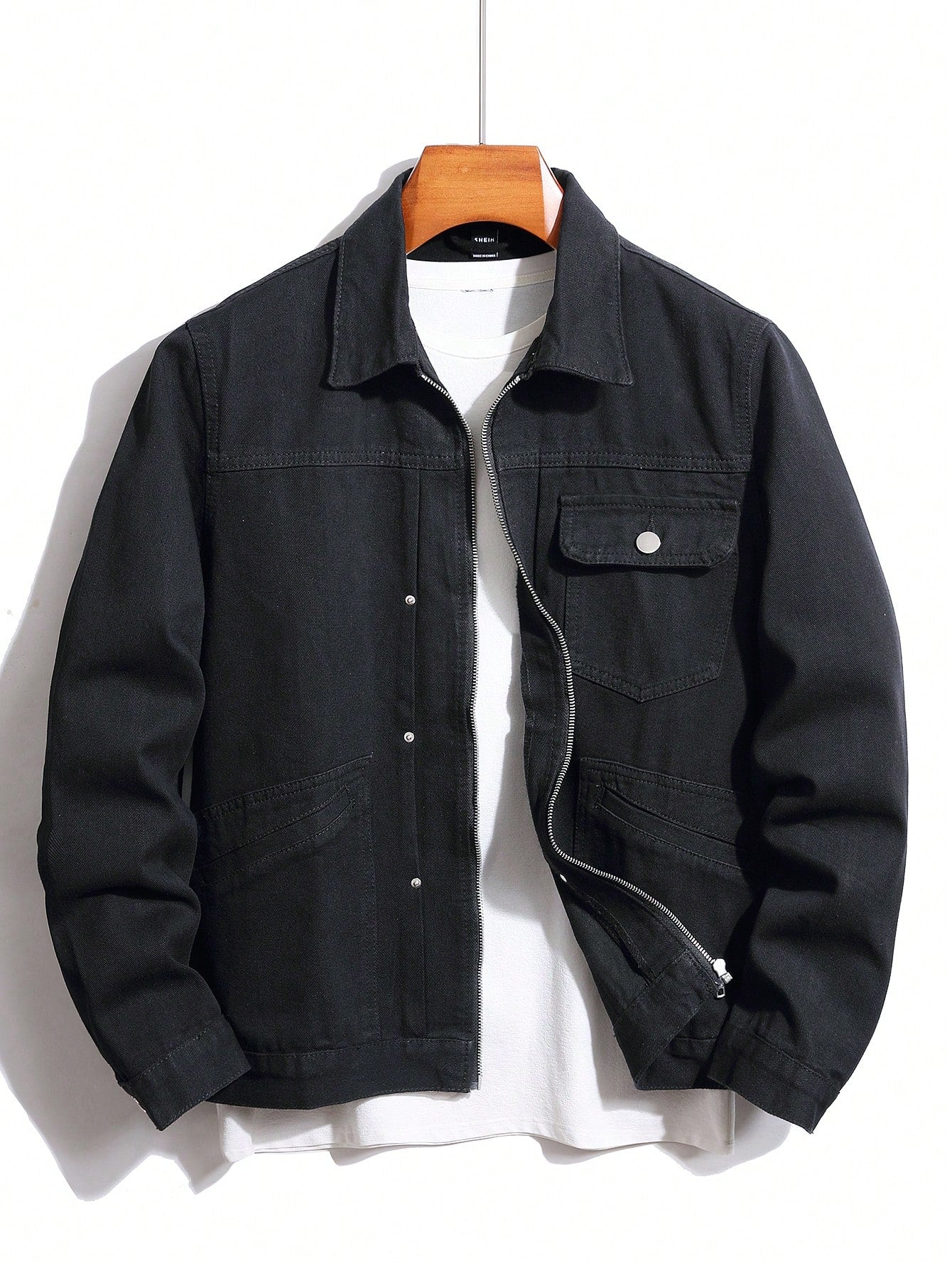 Men's Flap Pocket Denim Jacket Without Tee