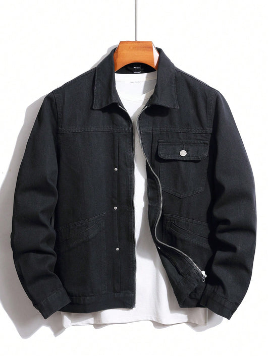 Men's Flap Pocket Denim Jacket Without Tee