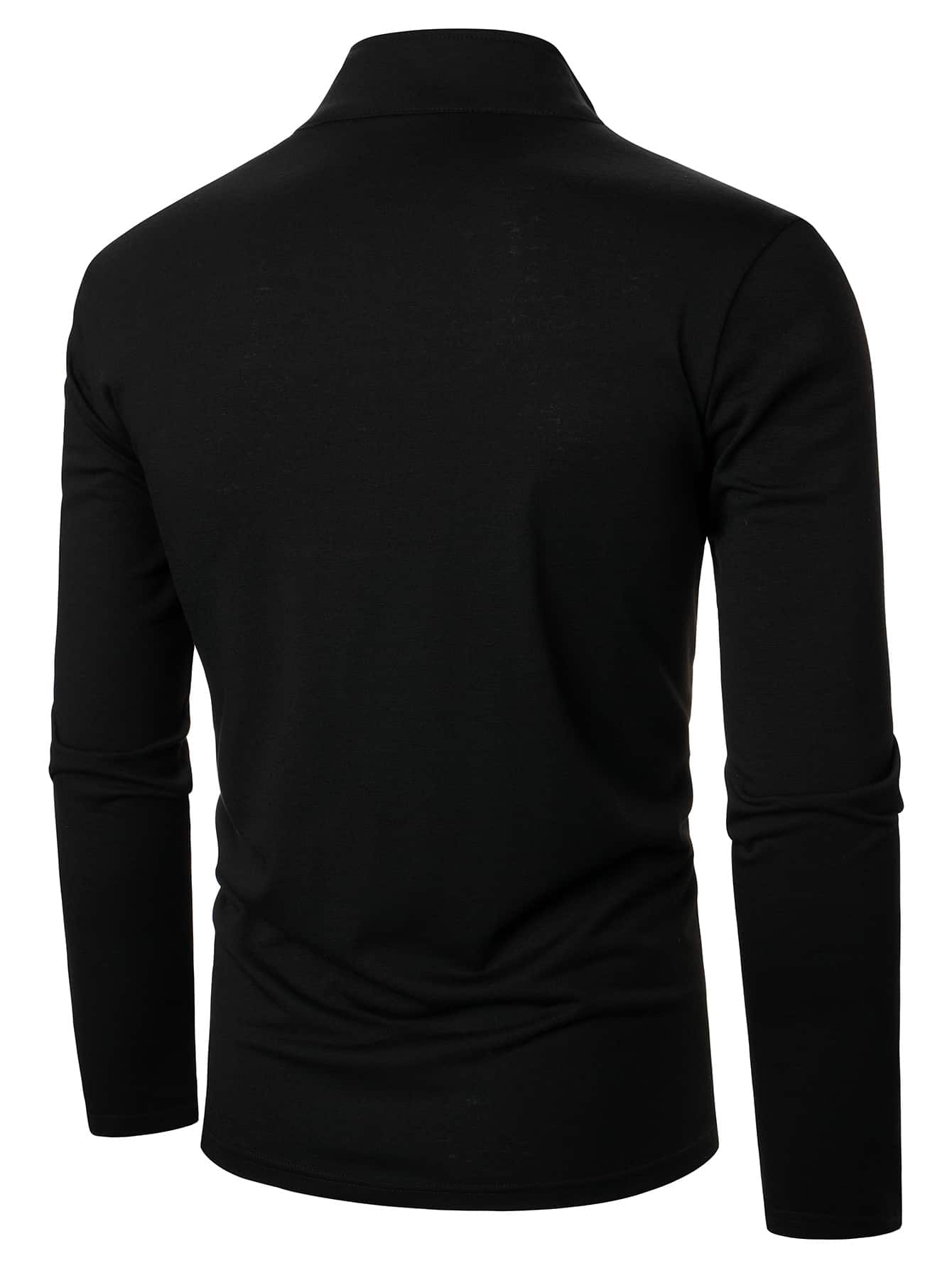 Men's Color Block Quarter Zipper Polo Shirt