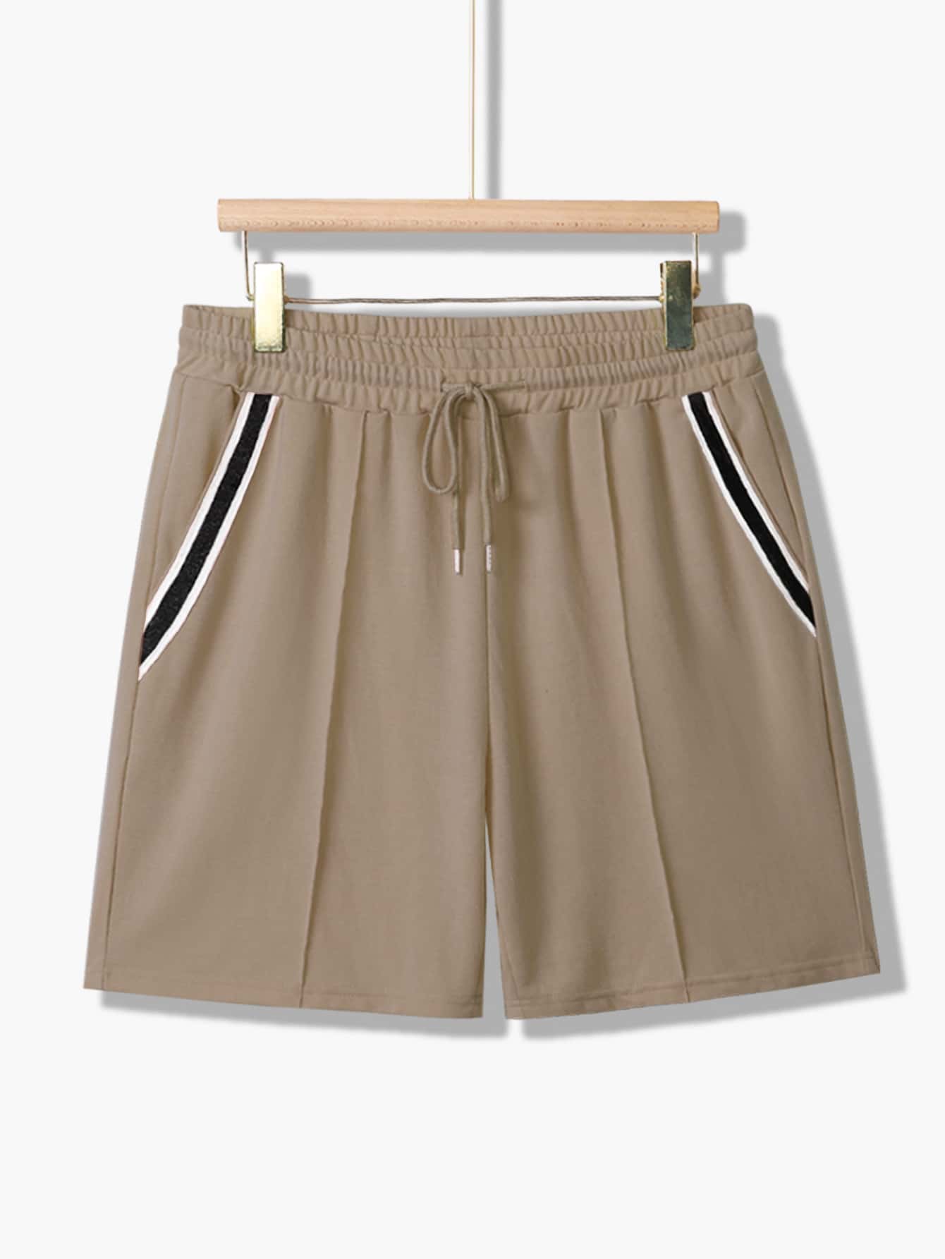 Men's Contrast Tape Tee With Drawstring Waist Shorts