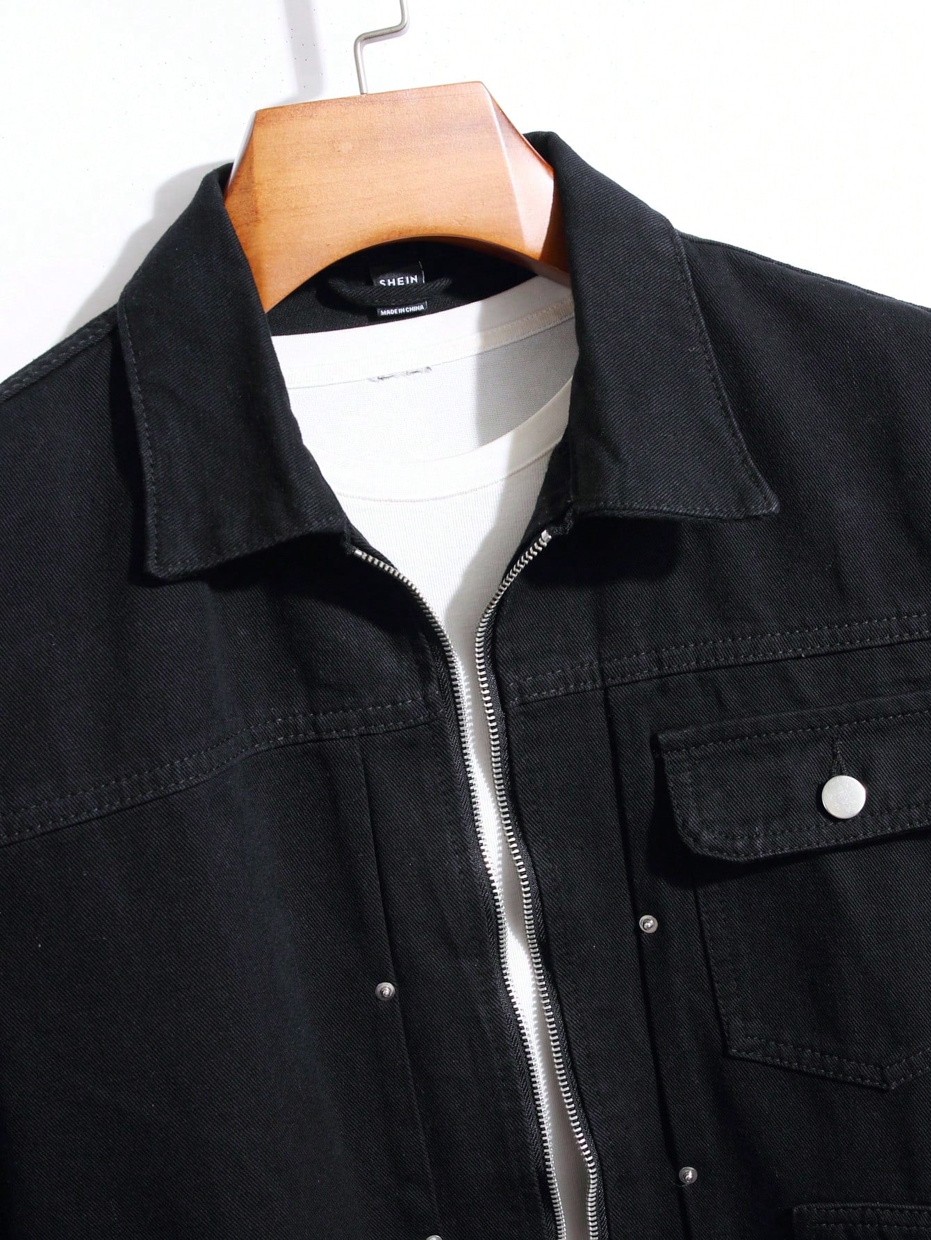 Men's Flap Pocket Denim Jacket Without Tee