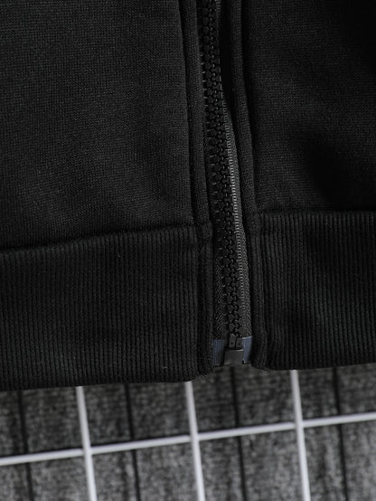 Men's Zip Up Drawstring Slant Pocket Hoodie