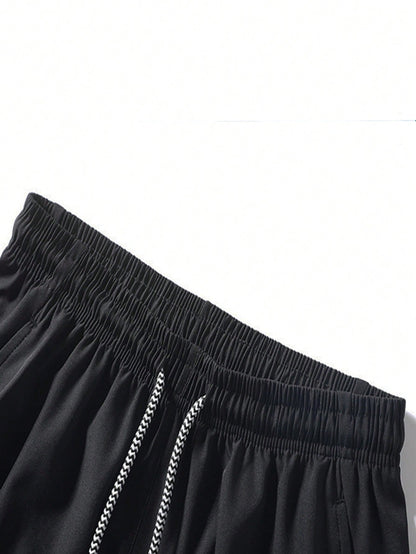 Men's Drawstring Waist Zipper Pocket Shorts