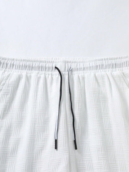 Men's Solid Button Up Shirt & Shorts Set