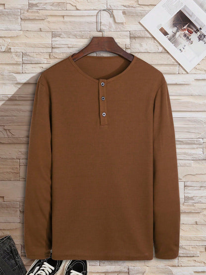 Men's Half Button Waffle Knit Tee