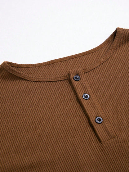 Men's Half Button Waffle Knit Tee