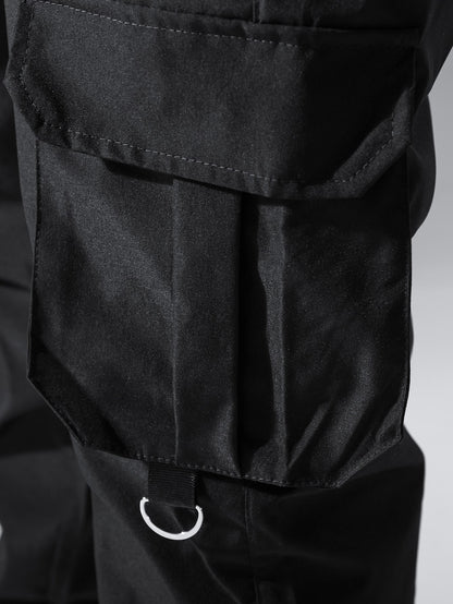 Men's Flap Pocket Side Drawstring Waist Cargo Pants