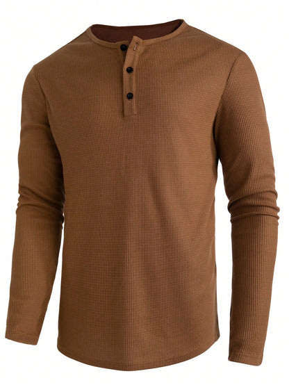Men's Half Button Waffle Knit Tee