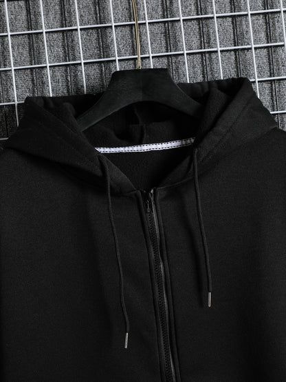 Men's Zip Up Drawstring Slant Pocket Hoodie