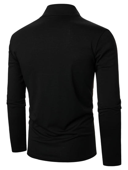 Men's Color Block Quarter Zipper Polo Shirt