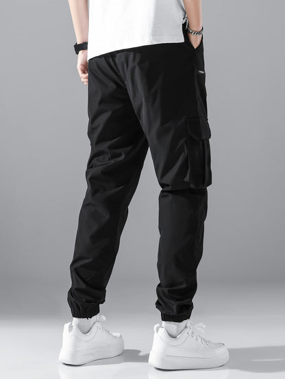 Men's Flap Pocket Side Drawstring Waist Cargo Pants