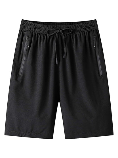 Men's Drawstring Waist Zipper Pocket Shorts