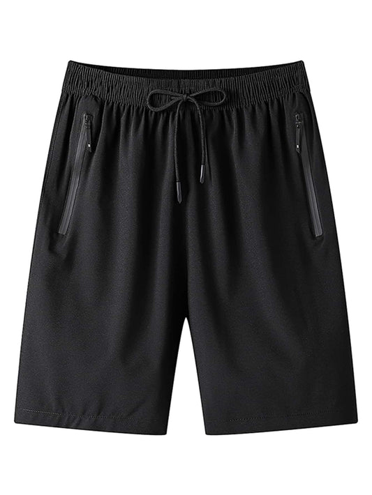 Men's Drawstring Waist Zipper Pocket Shorts